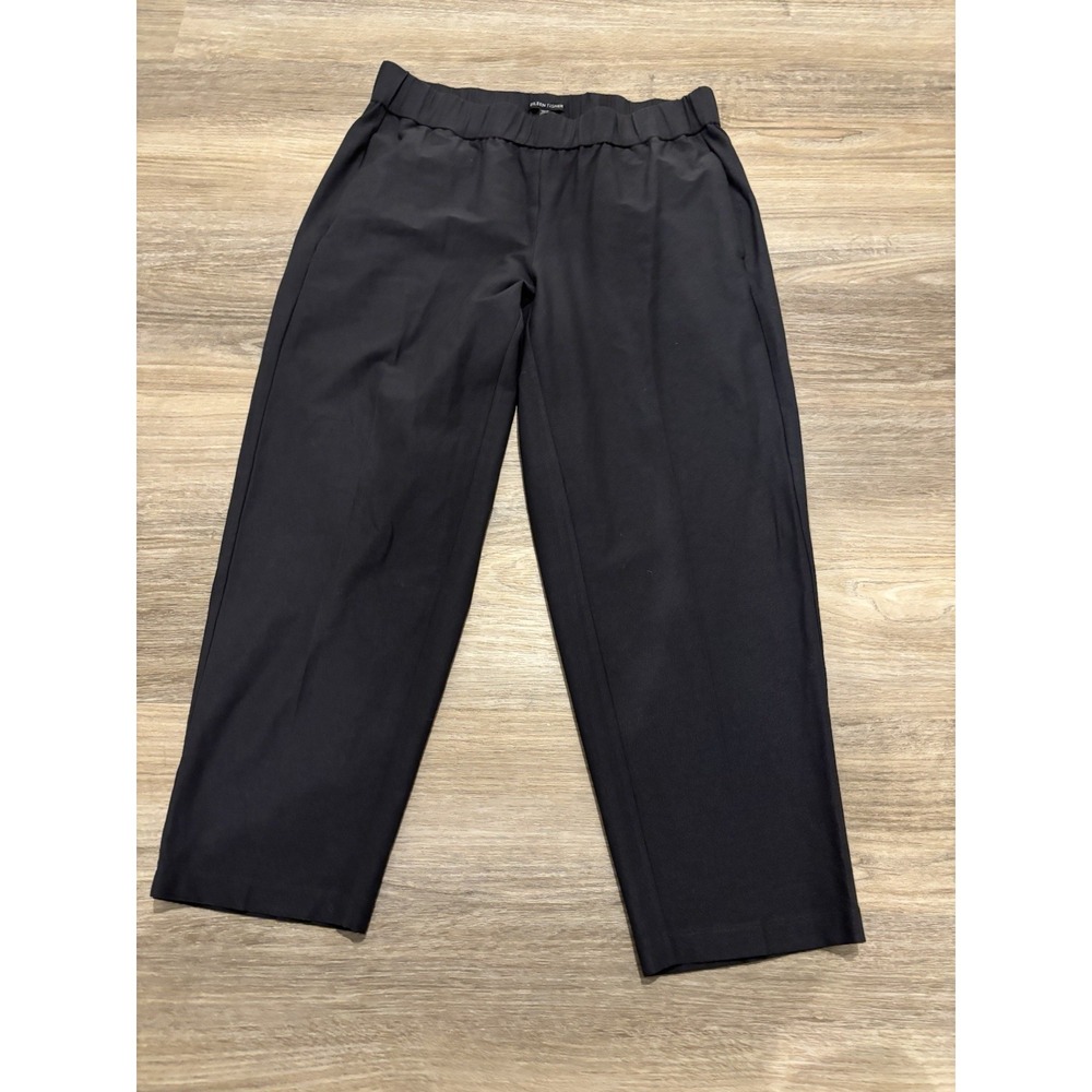 Eileen Fisher Pants Womens Small Black Crepe Ankle Crop Viscose Stretch Pull-On - Picture 2 of 7